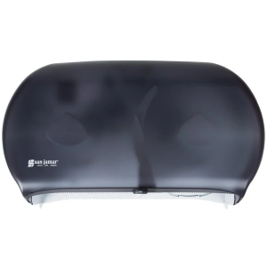 San-Jamar-Twin-9-inch-Jumbo-Roll-Toilet-Tissue-Dispenser-Black