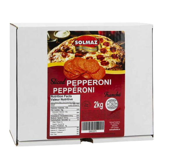 Solmaz ** (HMA) Halal Pepperoni Sliced, 2 kg CHEF's DEPOT