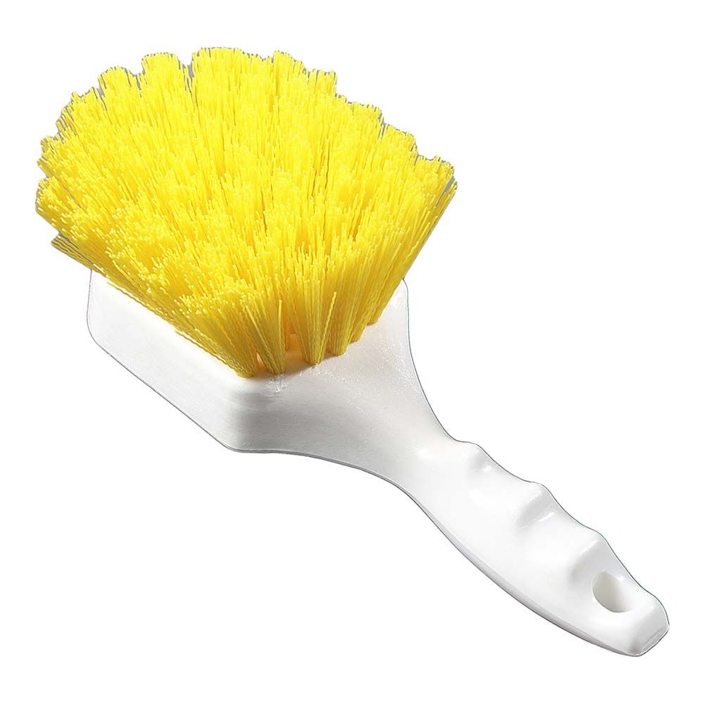 Carlisle Sparta Bent Handle Scrub Brush - 8" X 3", Medium Stiff Polyester Bristles, Floats (Made In USA)