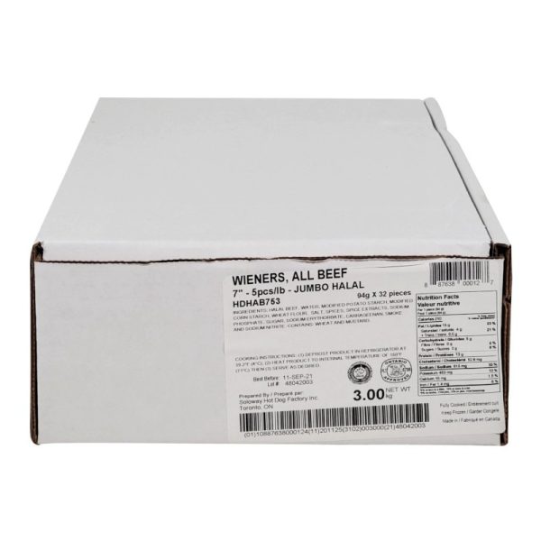 Soloway’s ** Halal 7″ Beef Jumbo Wieners 3kg CHEF's DEPOT