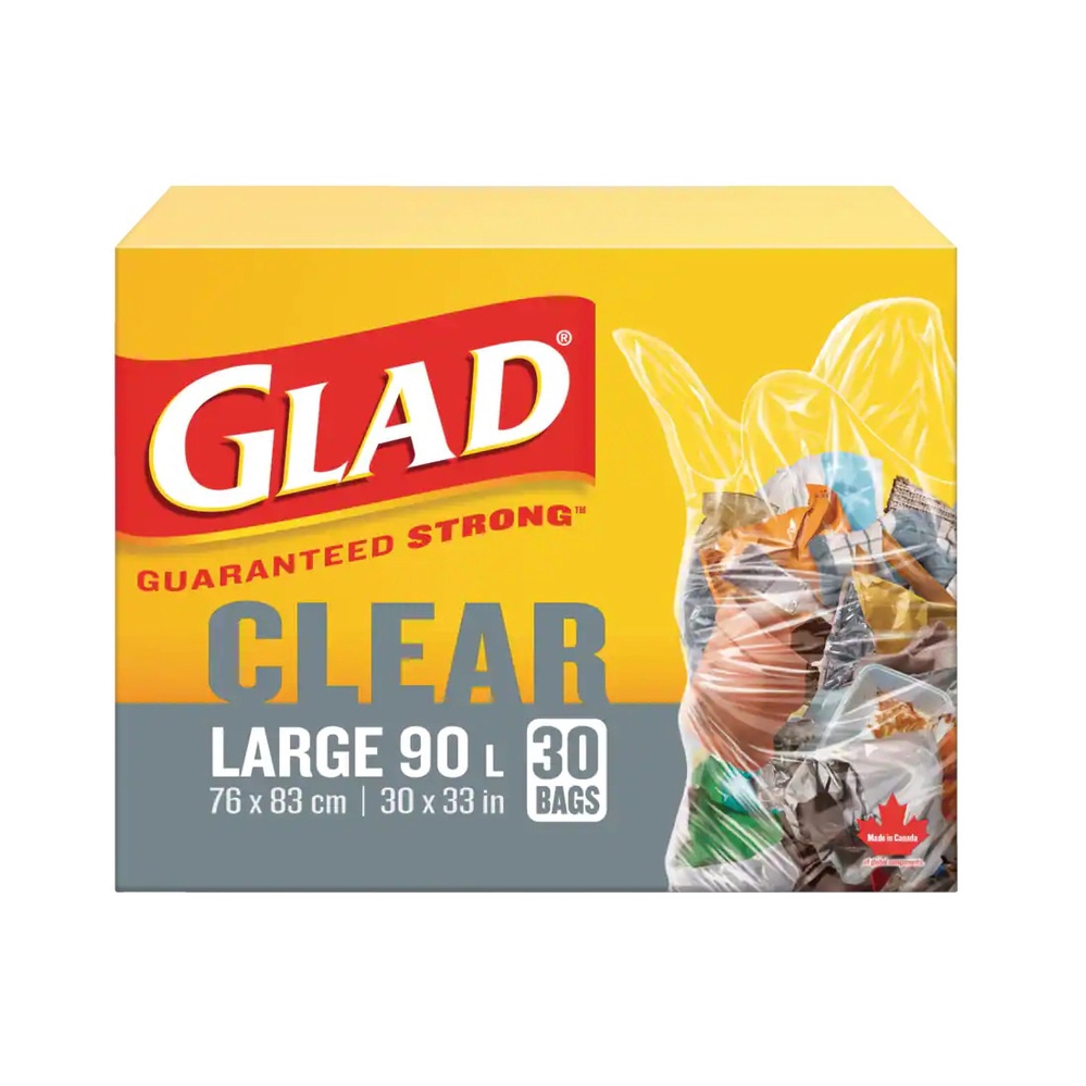 Glad ** Clear Garbage Bags, Large 90L, 30pcs – CHEF's DEPOT