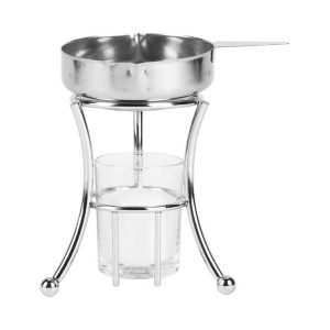 Royal-Industries-Butter-Warmer-Complete-Glass-Candle-Holder-Chrome-Wire-Frame