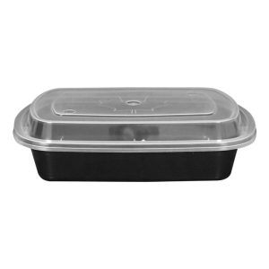 maple-leaf-L924-24oz-Rectangle-Container-Combo-Black-with-Clear-Lid-2