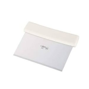 winco-Dough-Scraper-White-Plastic-Handle-ss-blade