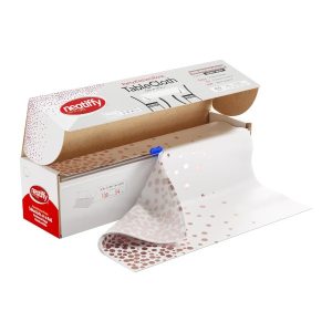 neatiffy-Disposable-Table-Cloth-Whte-gold-dot-54inchx100feet