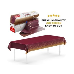 neatiffy-Disposable-Table-Cloth-Burgundy-Gold-Dot-54inchx100feet