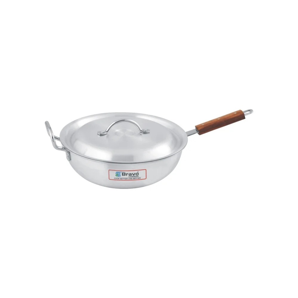 bravo Aluminum Round Karahi With lid (long handle)