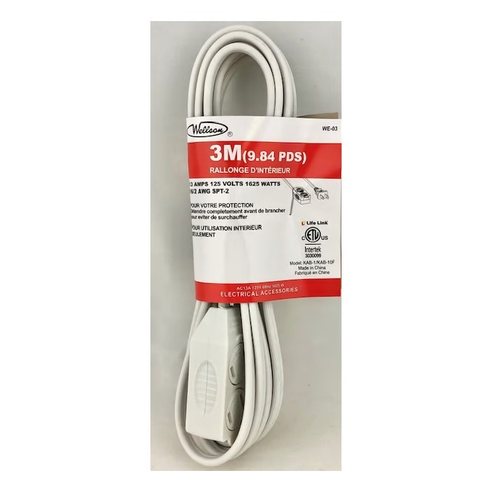 Wellson-3M9-84FT-White-Electrical-Extension-Cord Wellson-3M9-84FT-White-Electrical-Extension-Cord