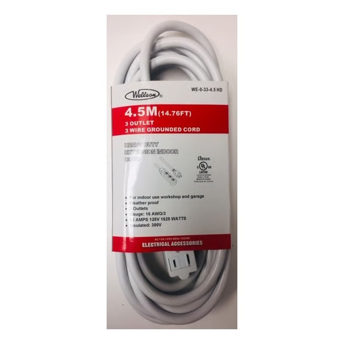 wellson-4-5M-Electrical-Extension-white-Cord-with-3-outlets wellson-4-5M-Electrical-Extension-white-Cord-with-3-outlets